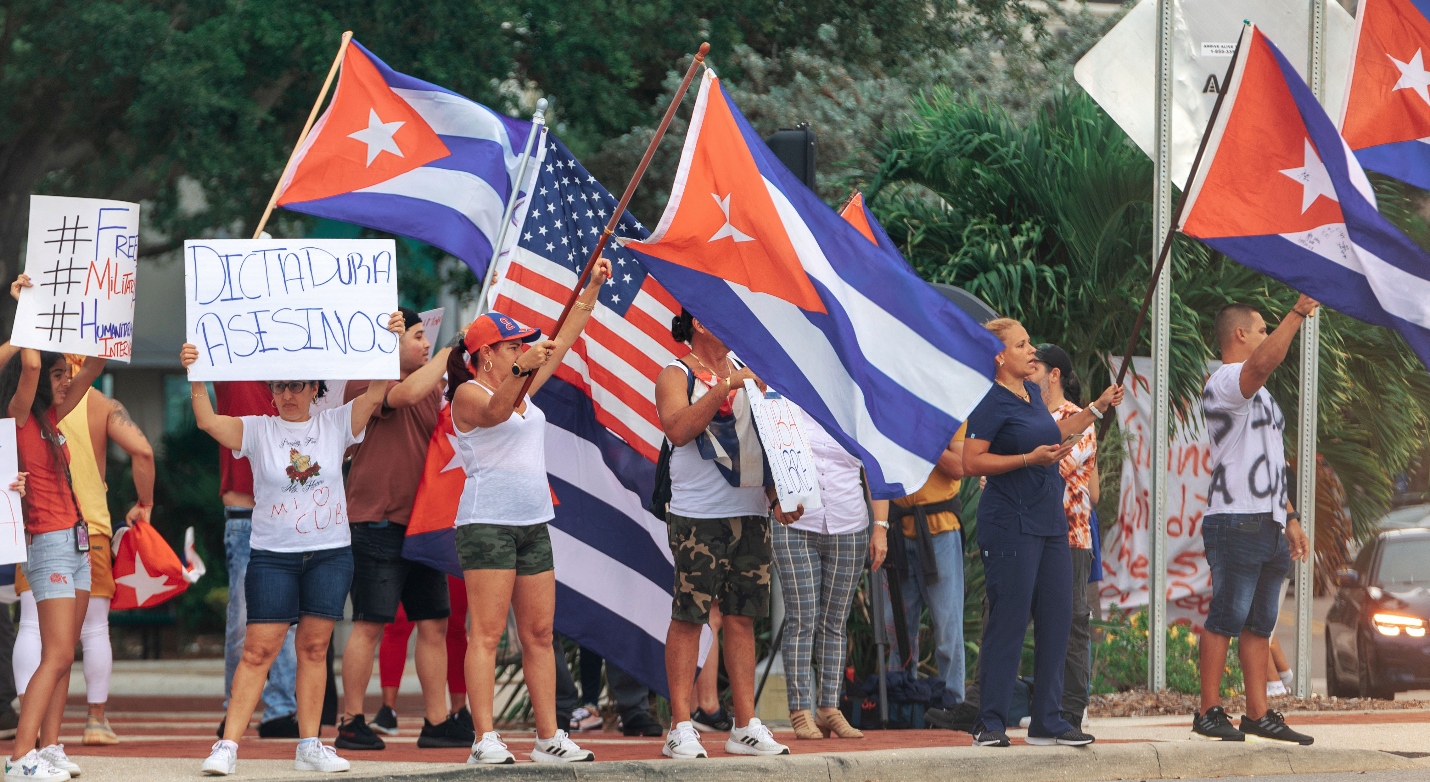 CubanAmericans Demand Action From Joe Biden at White House Protest